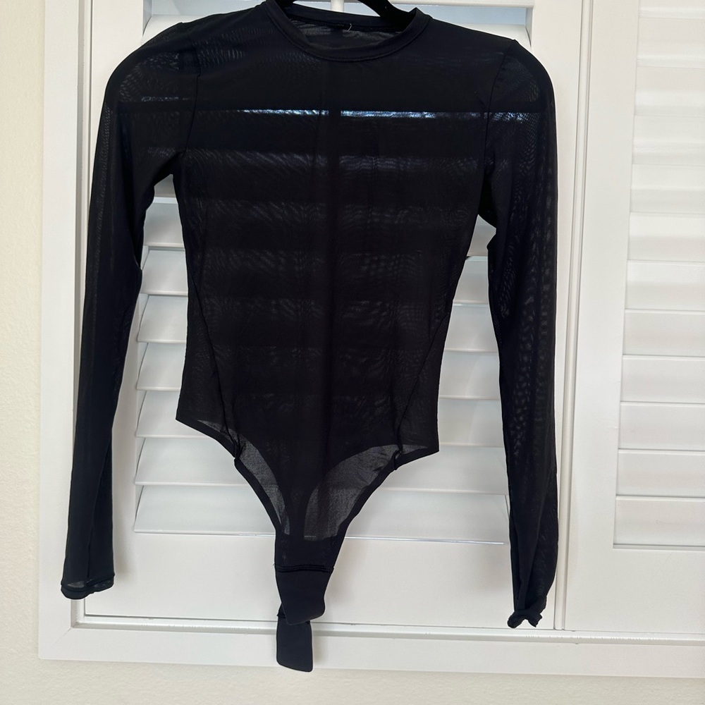 lululemon Black Sheer Long-Sleeve Bodysuit